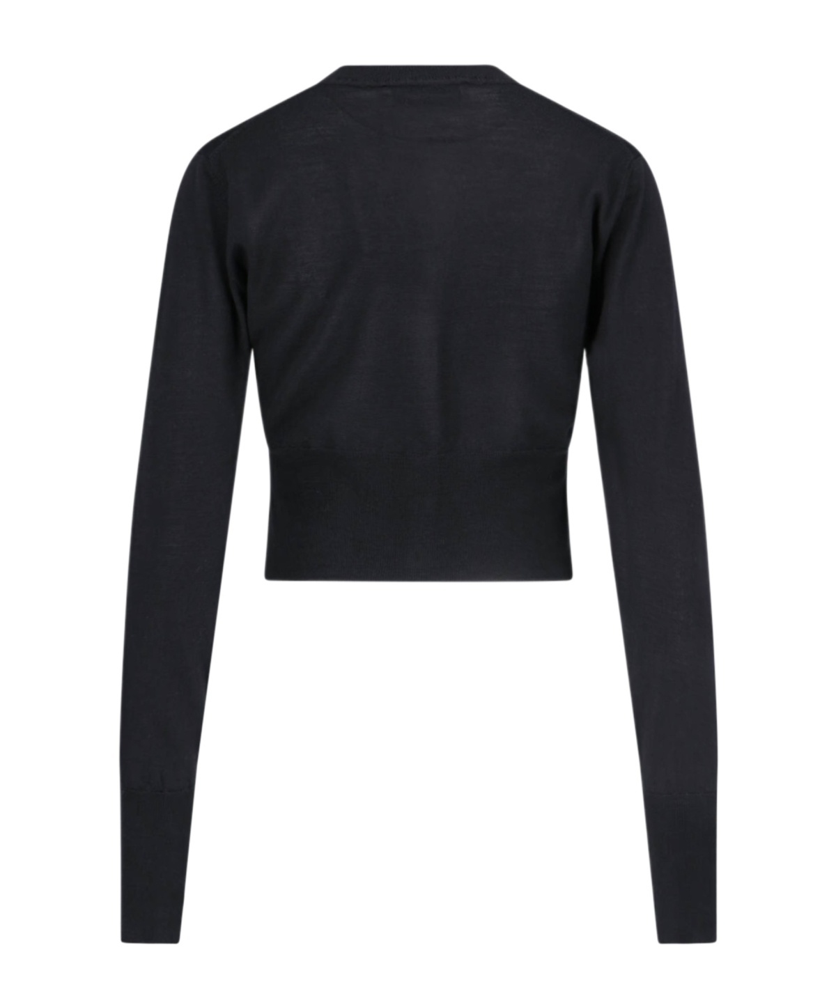 Vivienne Westwood Bea Black Cropped Cardigan With Round Neck And Front Orb Embroidery In Cotton Woman In Black