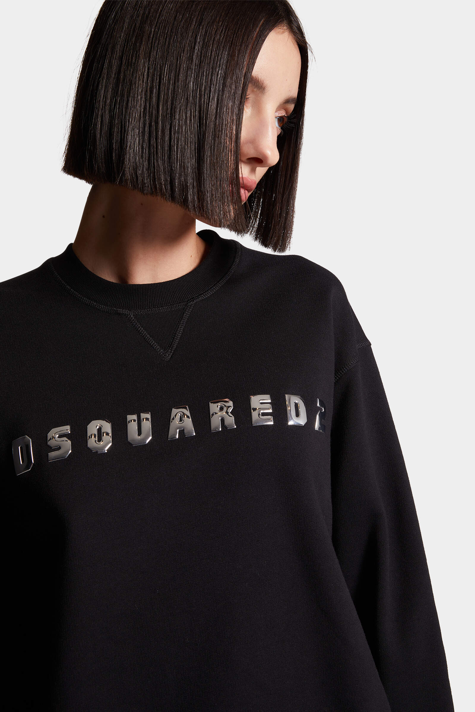 Dsquared2 Relaxed Fit Black Sweatshirts With Bold Logo In Black