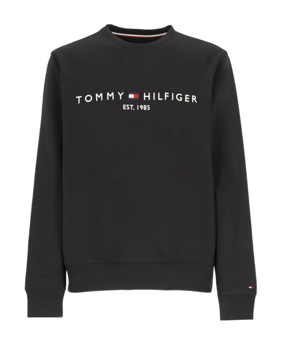 Tommy Hilfiger Logo-embroidered Cotton Sweatshirt In Black