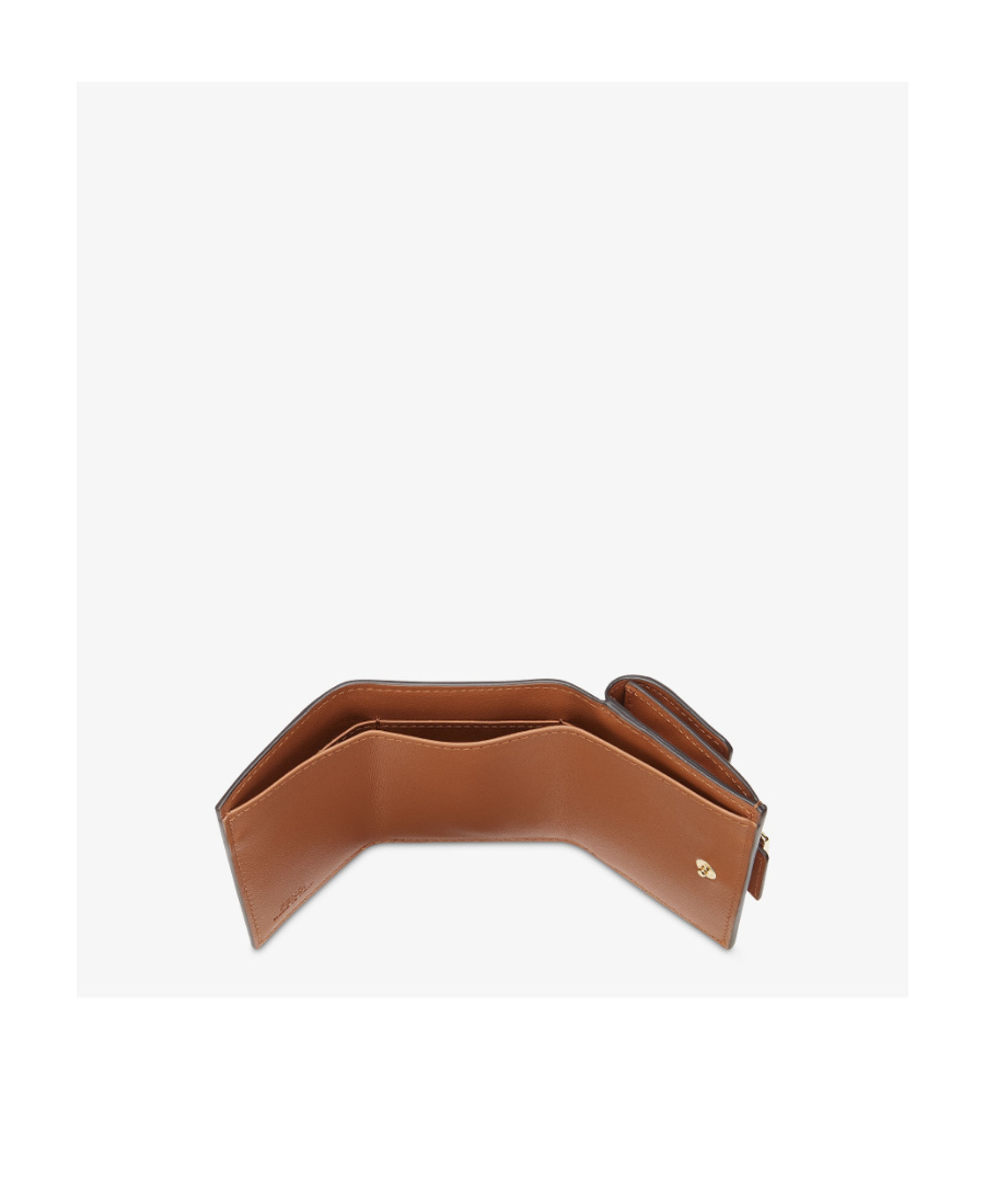 Fendi Baguette Micro Trifold Leather Wallet In Brown
