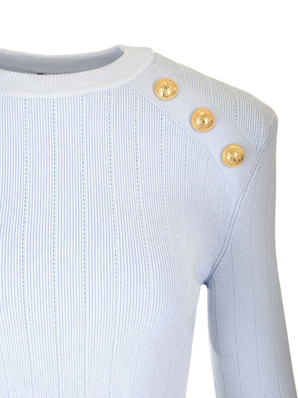 Shop Balmain Button-detailed Sweater In White
