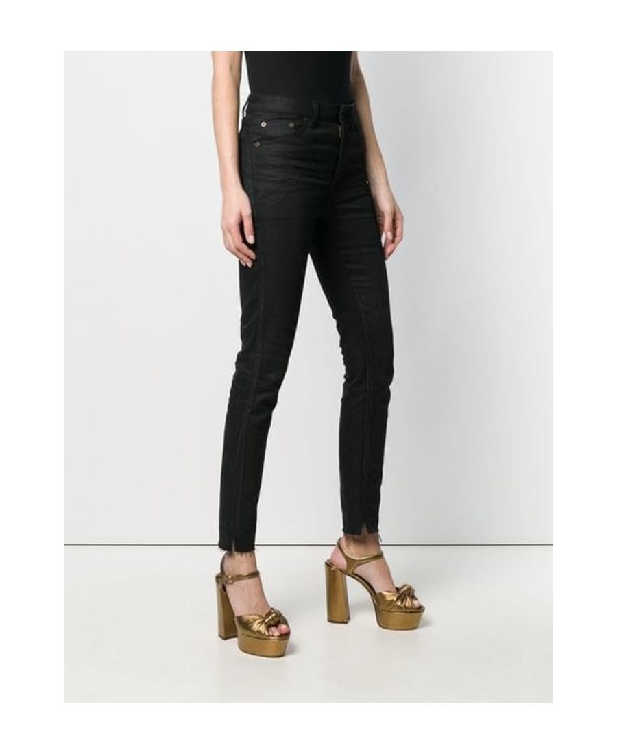 Saint Laurent High-waisted Skinny Jeans In Black