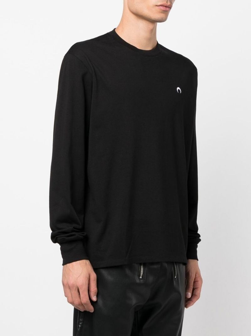 Marine Serre Organic Cotton Long-sleeve  T-shirt In Black