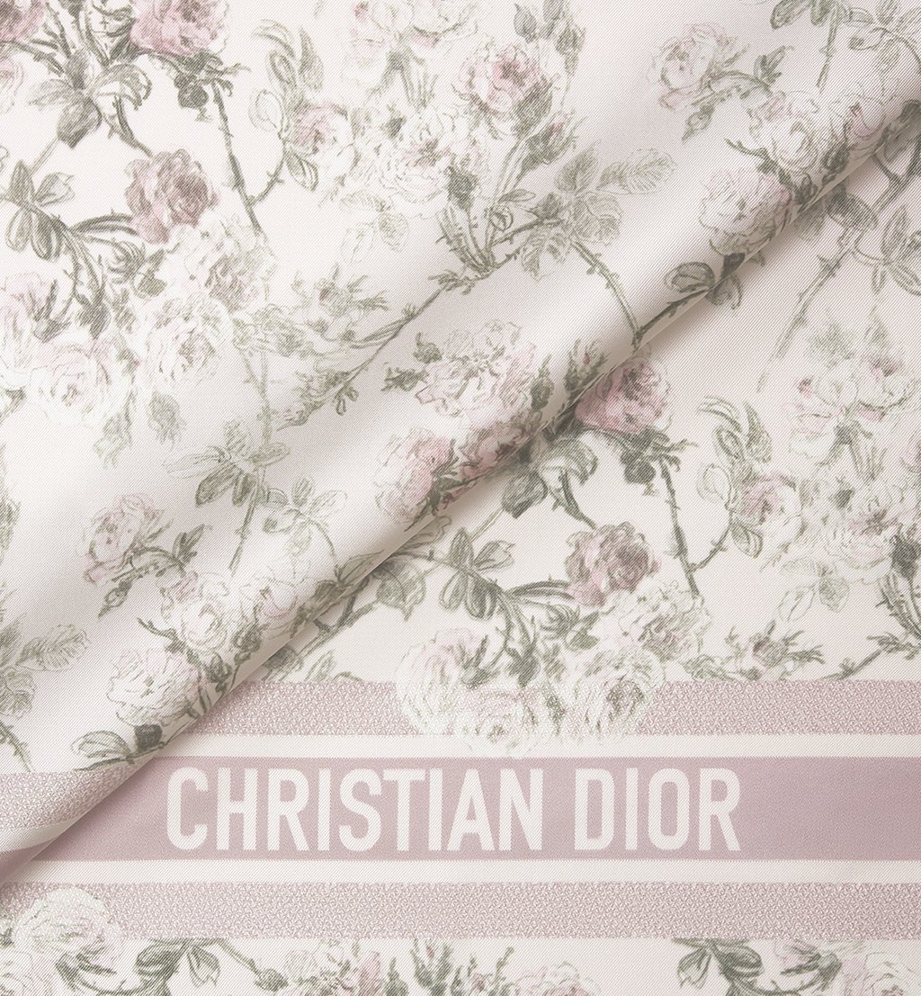 Dior Rosier De 90 Square Scarf In White
