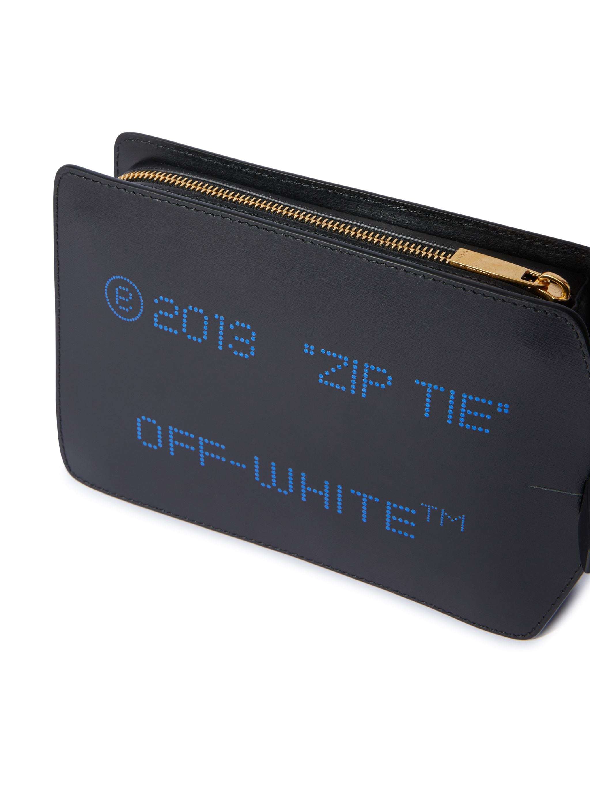 Off-white Zip Tie Medium Leather Clutch In Black