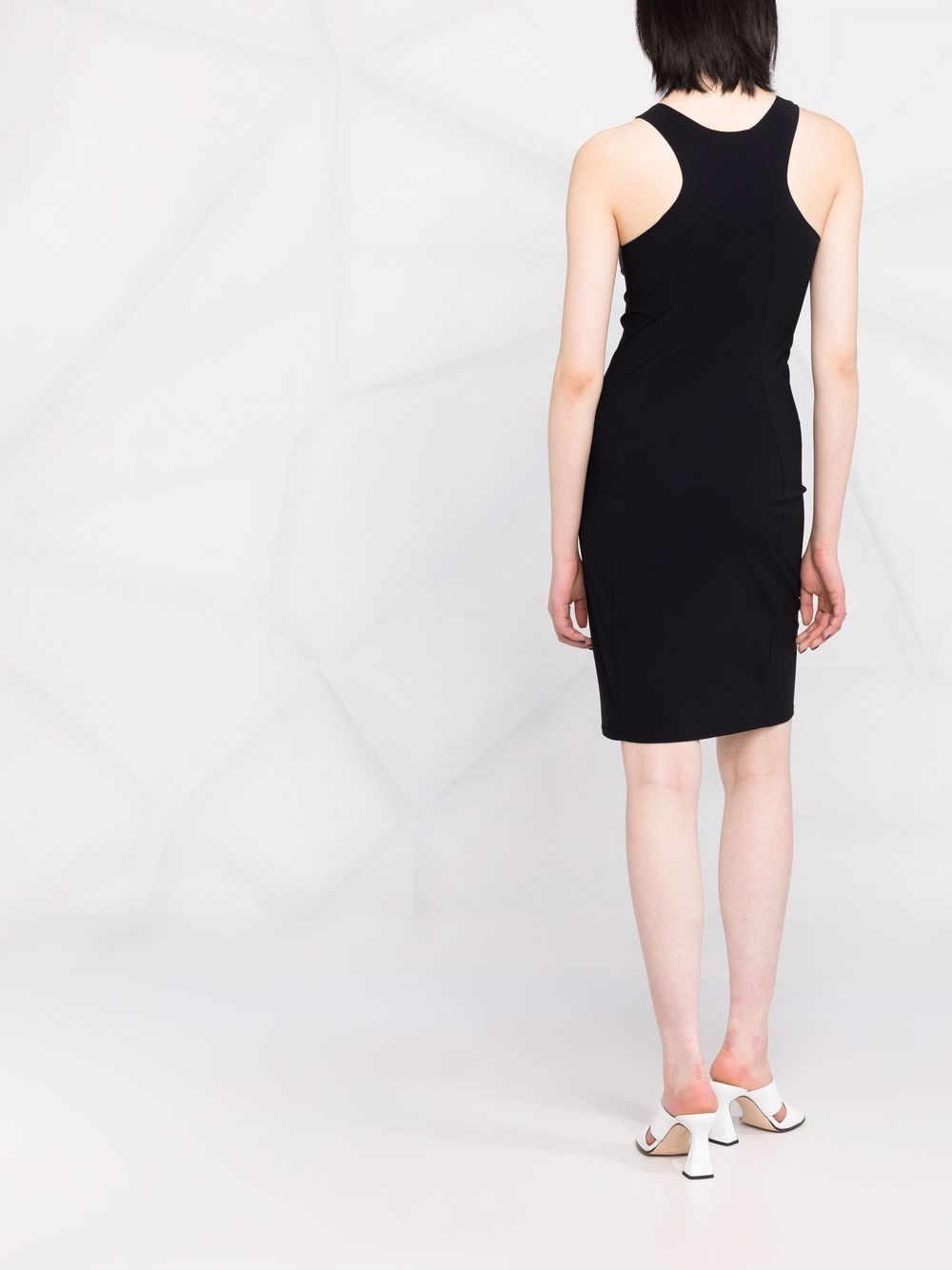 Shop Patrizia Pepe Round-neck Sleeveless Racer Dress In Black