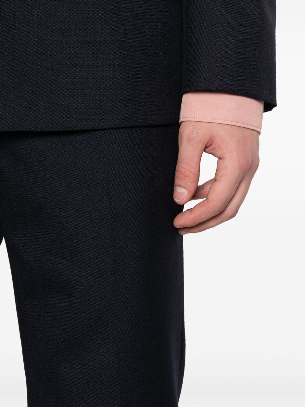 Dries Van Noten Long-sleeved Coat Belt Ring Trousers Suit In Black