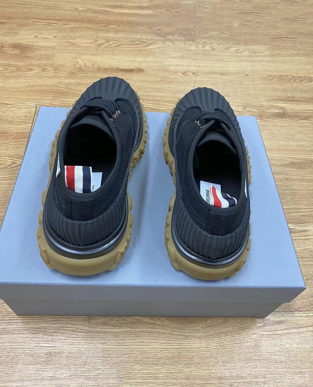 Thom Browne Molded-sole Lace-up Duck Shoes In Black