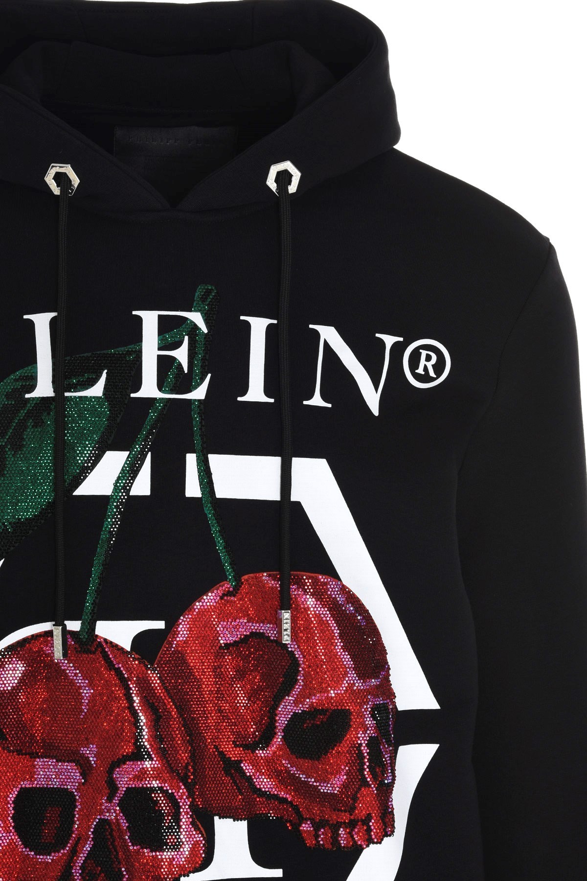 PHILIPP PLEIN RHINESTONE-CHERRIES COTTON HOODIE