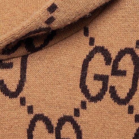 Gucci Gg-jacquard Wool-blend Hoodie In Brown