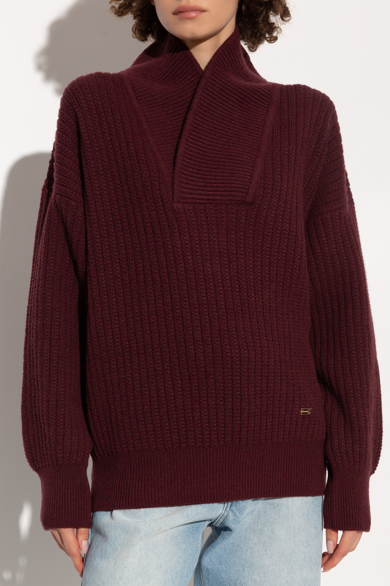 Victoria Beckham Shawl-collar Jumper In Brown
