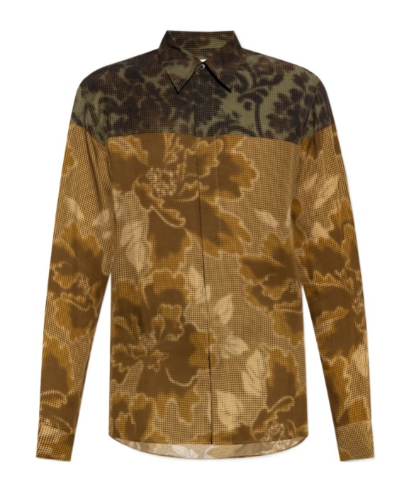 Dries Van Noten Carvies Shirt In All Over Print In Brown