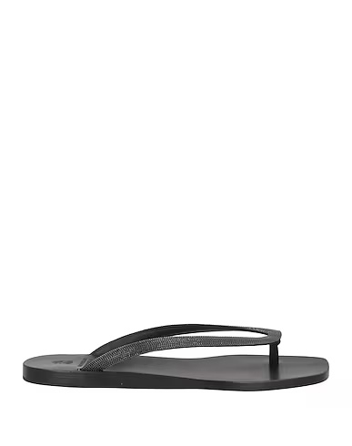 Brunello Cucinelli Simple Leather Flip-flops In Black