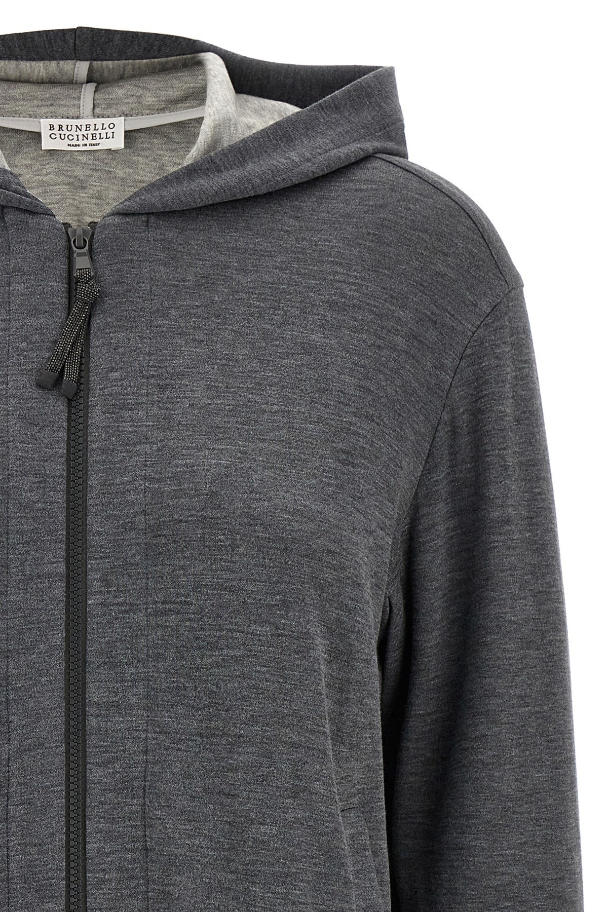 Brunello Cucinelli Precious Zipper Pull Sweatshirt Gray In Gray