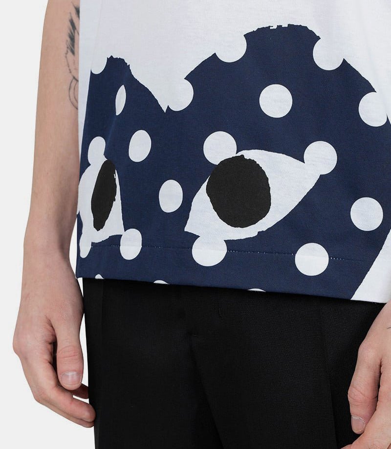 Comme Des Garçons Play Comme Des Garcons Play Blue Polka Dots Pattern Short Sleeve White