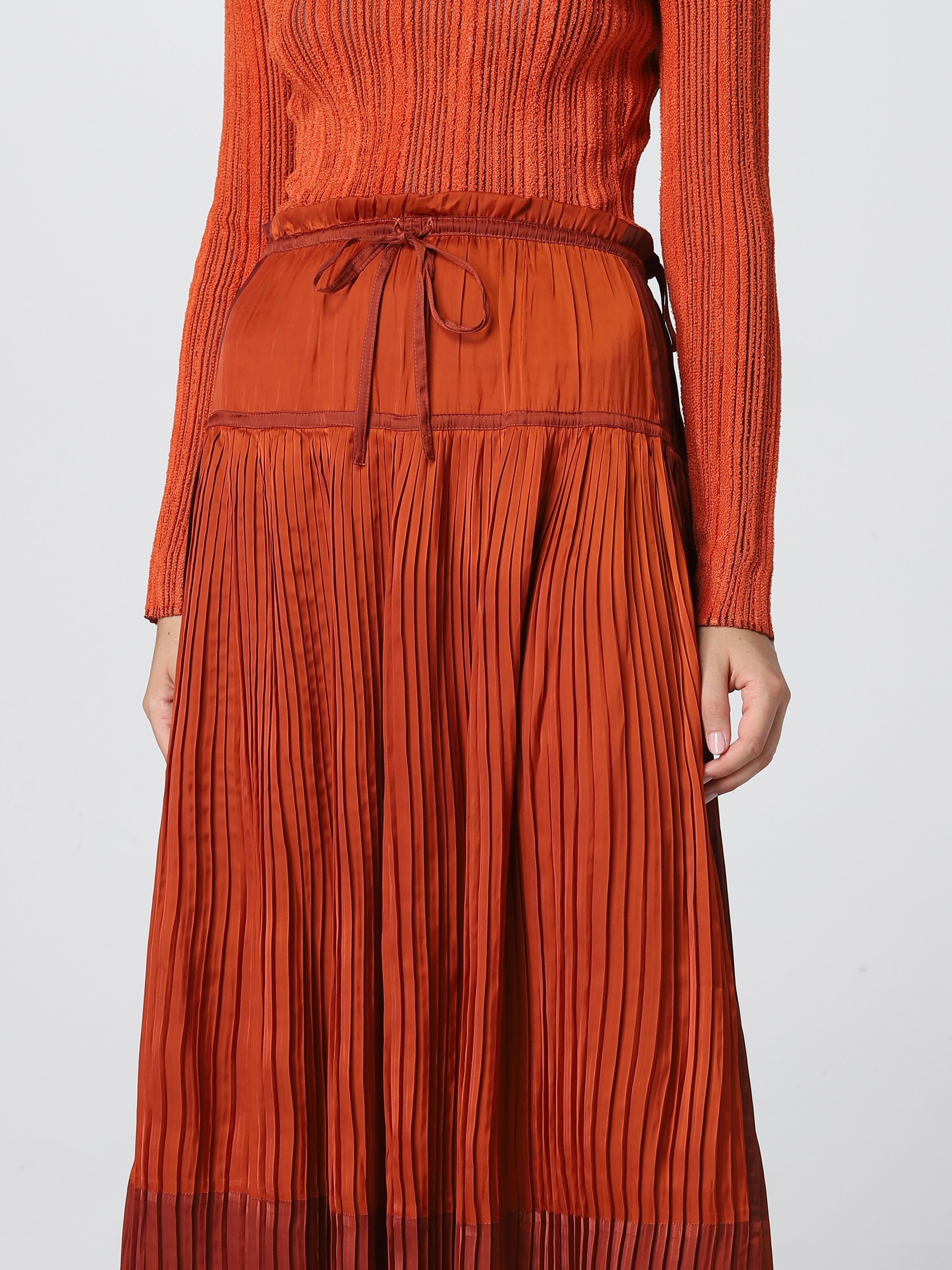 Ulla Johnson Malia Pleated Drawstring Maxi Skirt In Red