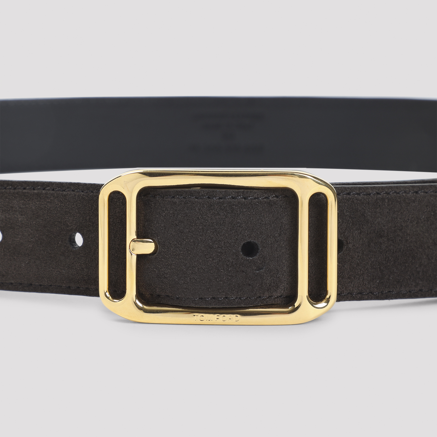 Tom Ford Adjustable Length Gold-tone Buckle Suede Finish In Brown