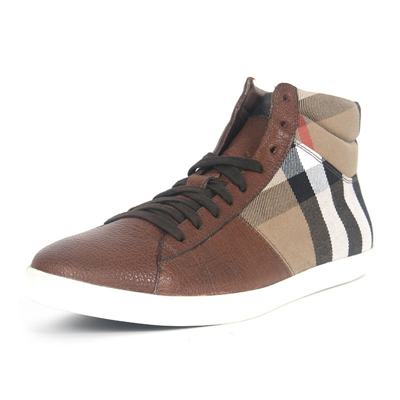 Burberry Checkered High Upper Board Shoes In Brown