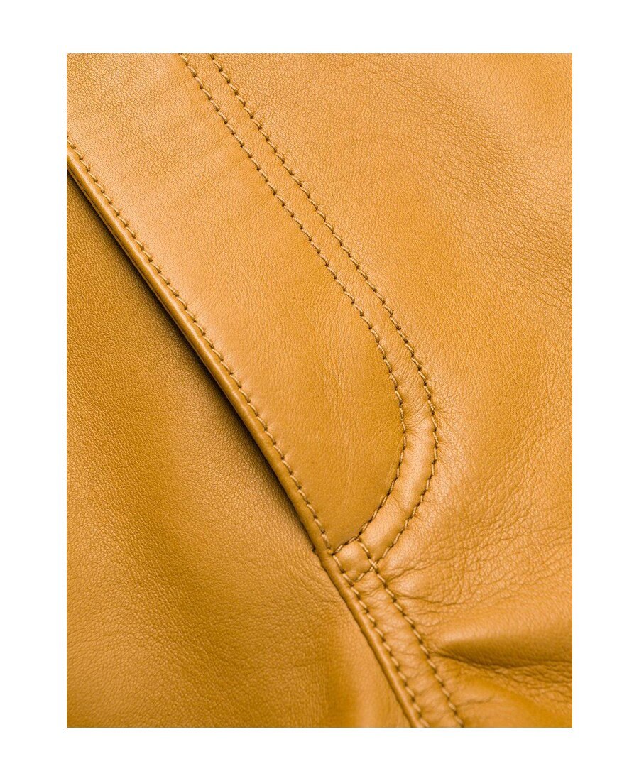 Saint Laurent Lambskin Leather Shorts In Yellow