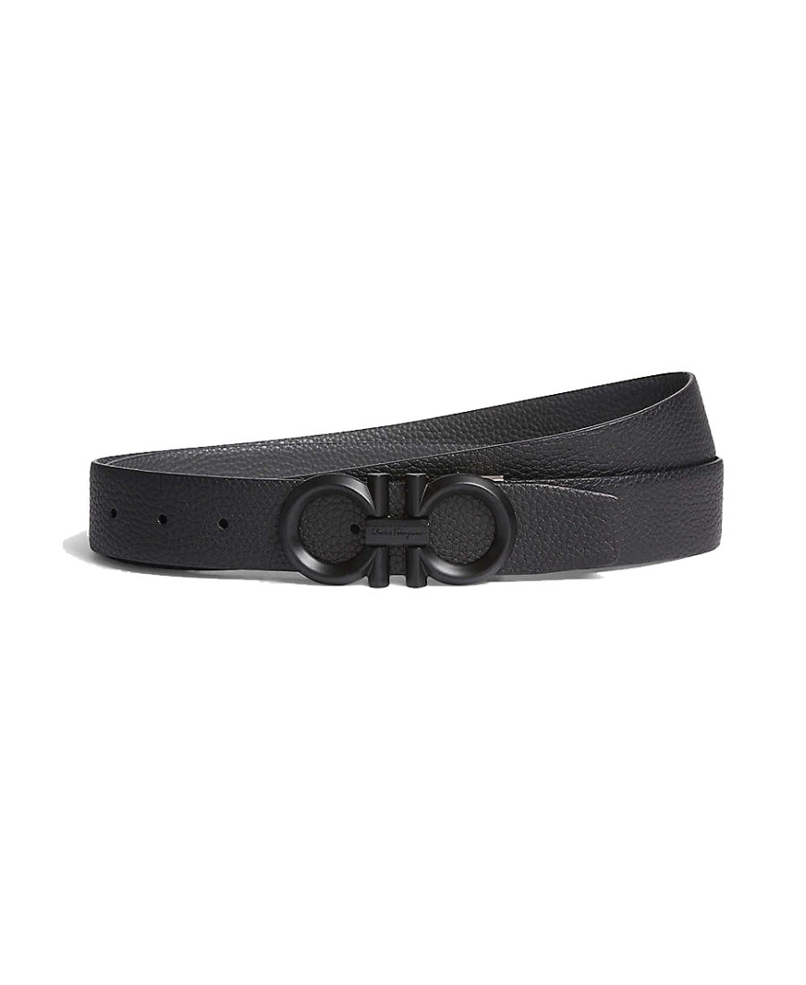 Ferragamo Double Gancio Buckle Belt In Black