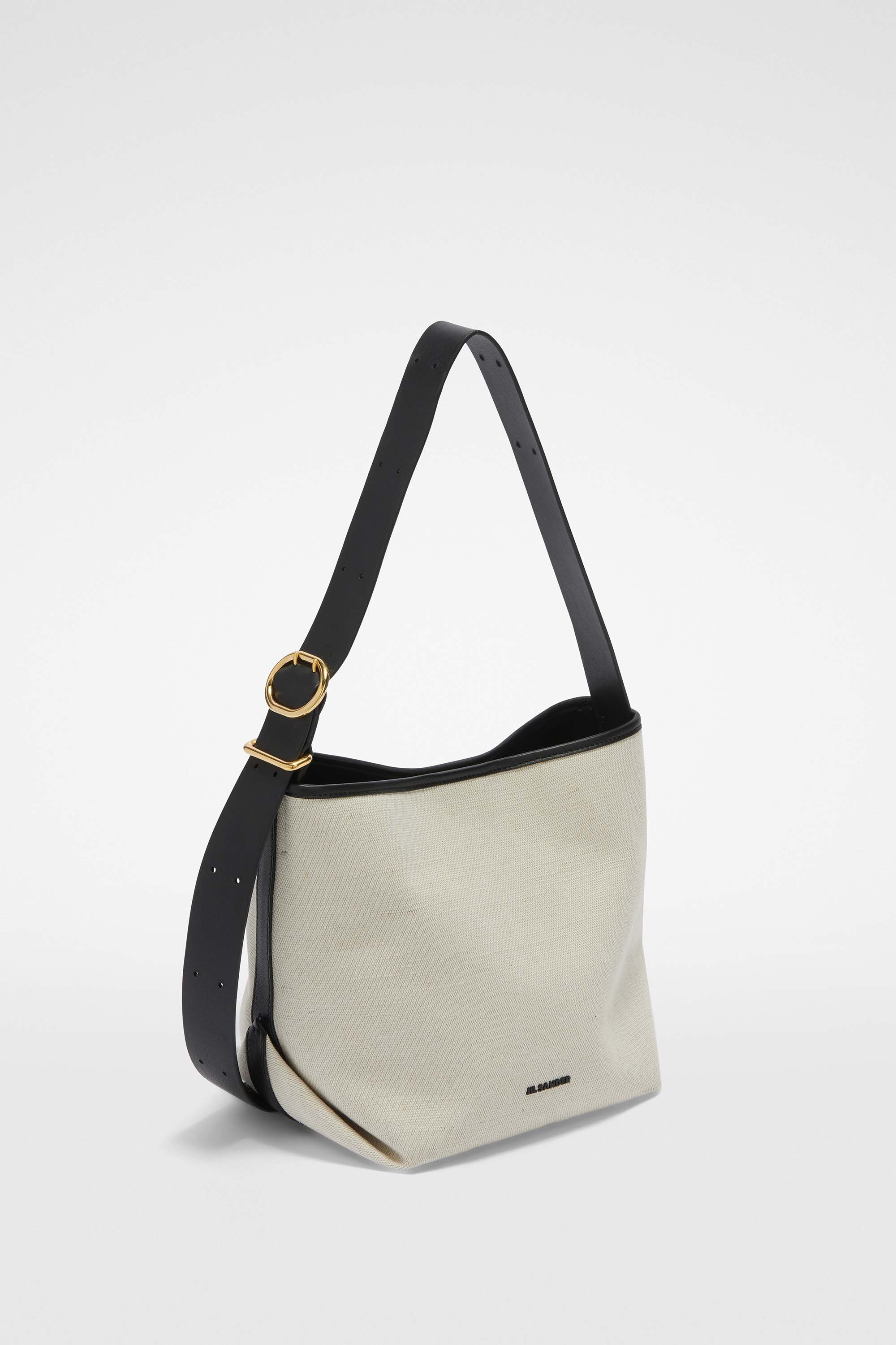 Jil Sander Canvas Tote Bag With Adjustable Strap And Contrast Trim In Multicolor