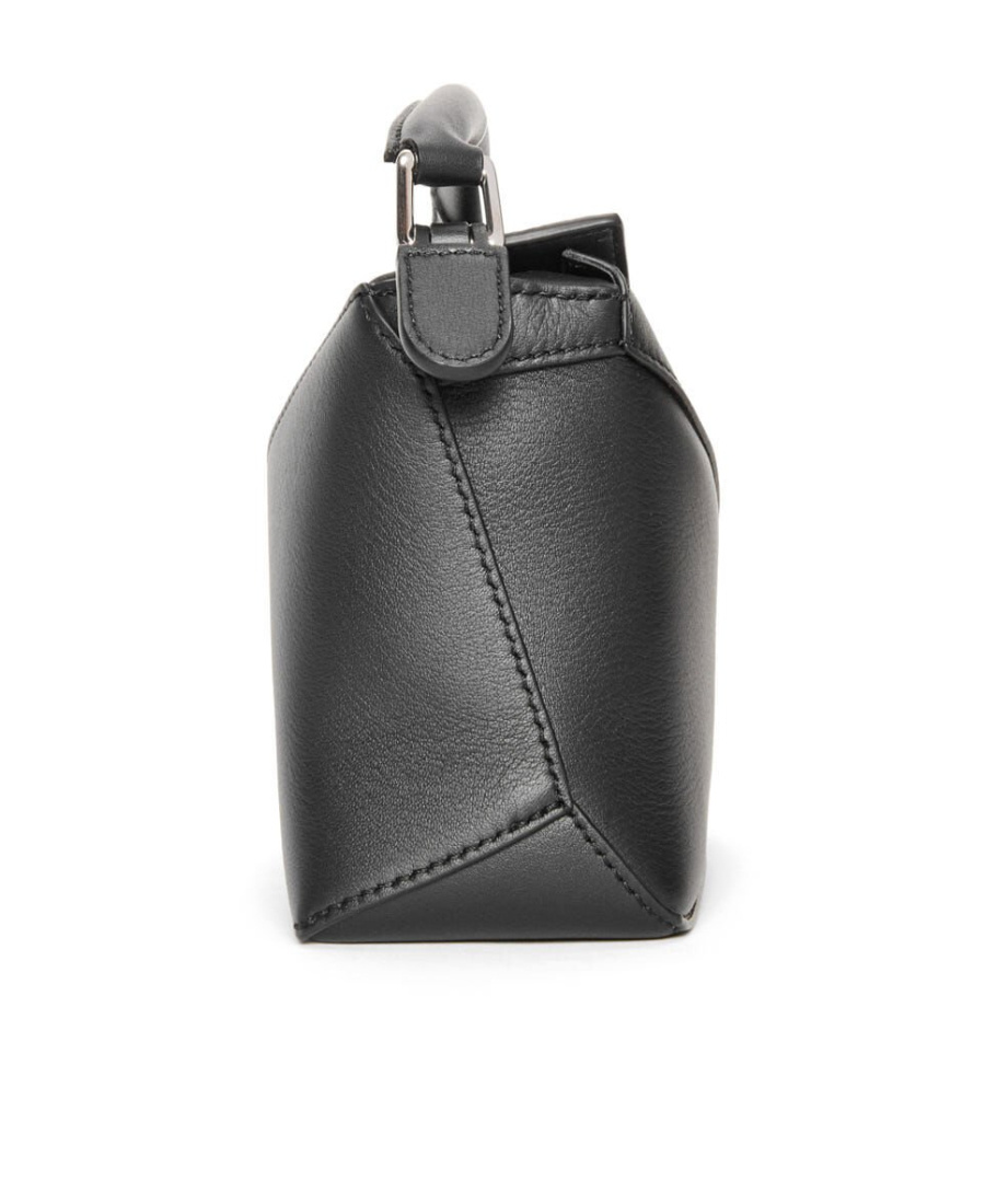 Loewe Mini Satin Cowhide Puzzle Edge Shoulder Bag In Black