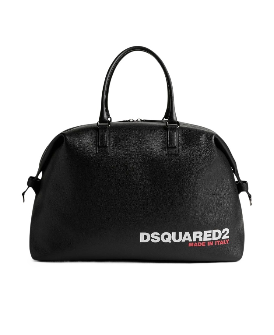 Dsquared2 Bob Leather Logo Duffle Bag In Black