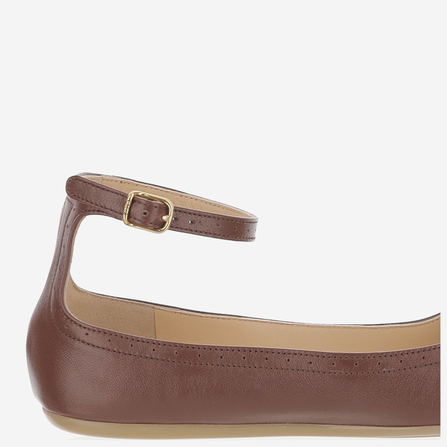 Chloé Misty Laser-cut Leather Ballet Flats In Brown