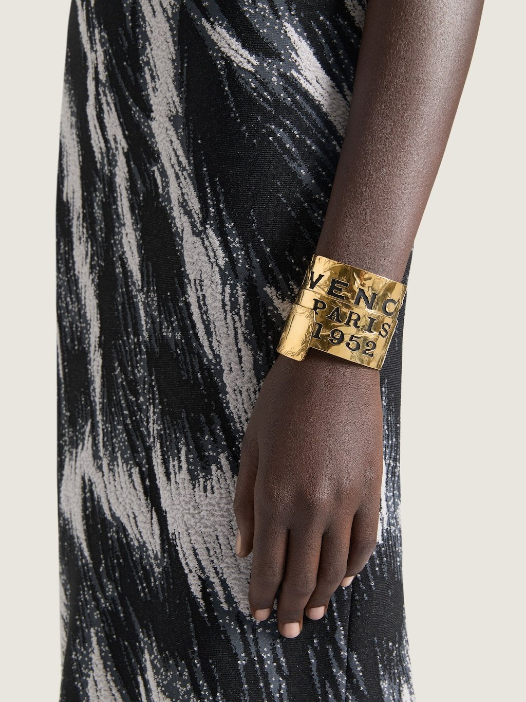 Givenchy Tape Cuff In Metal And Enamel In Gold