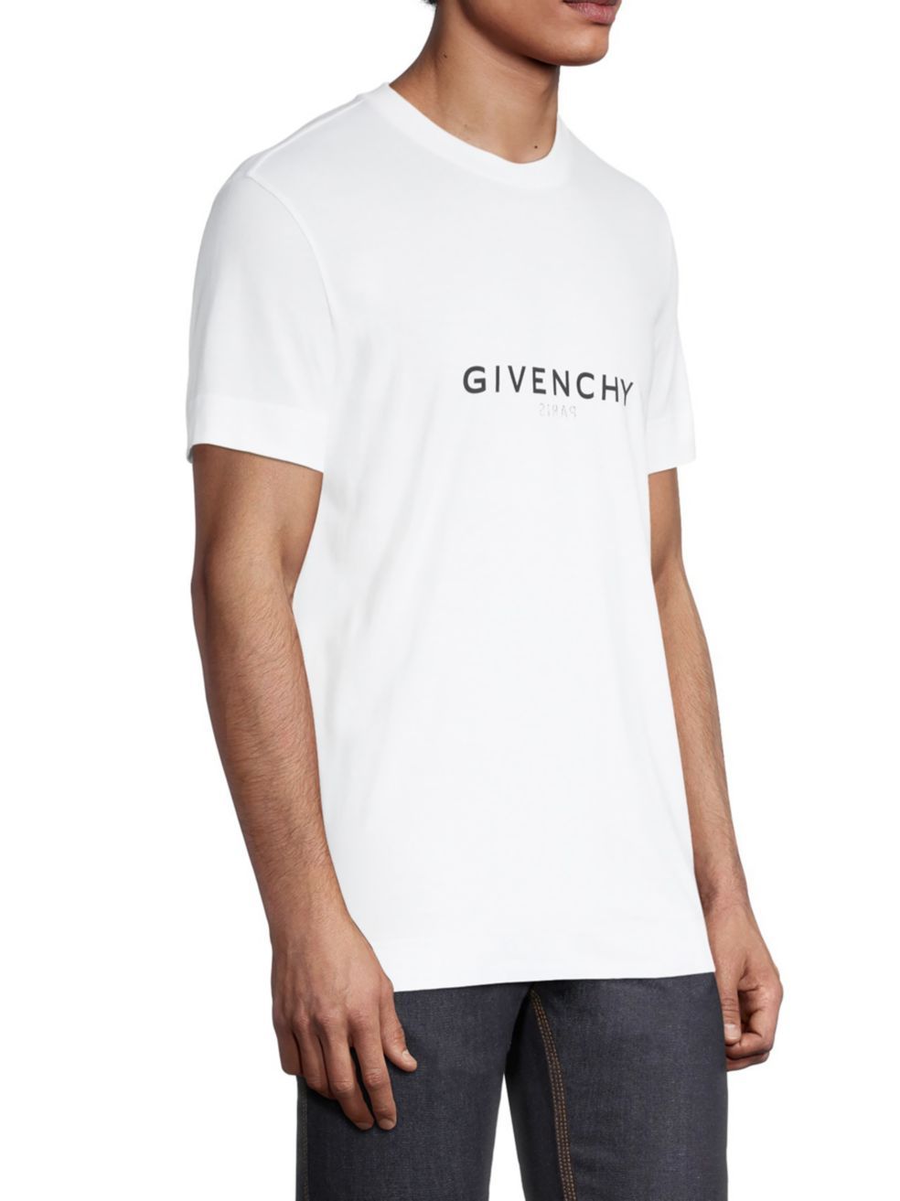 Givenchy White Crewneck T-shirt With Logo Print In Cotton Man In White