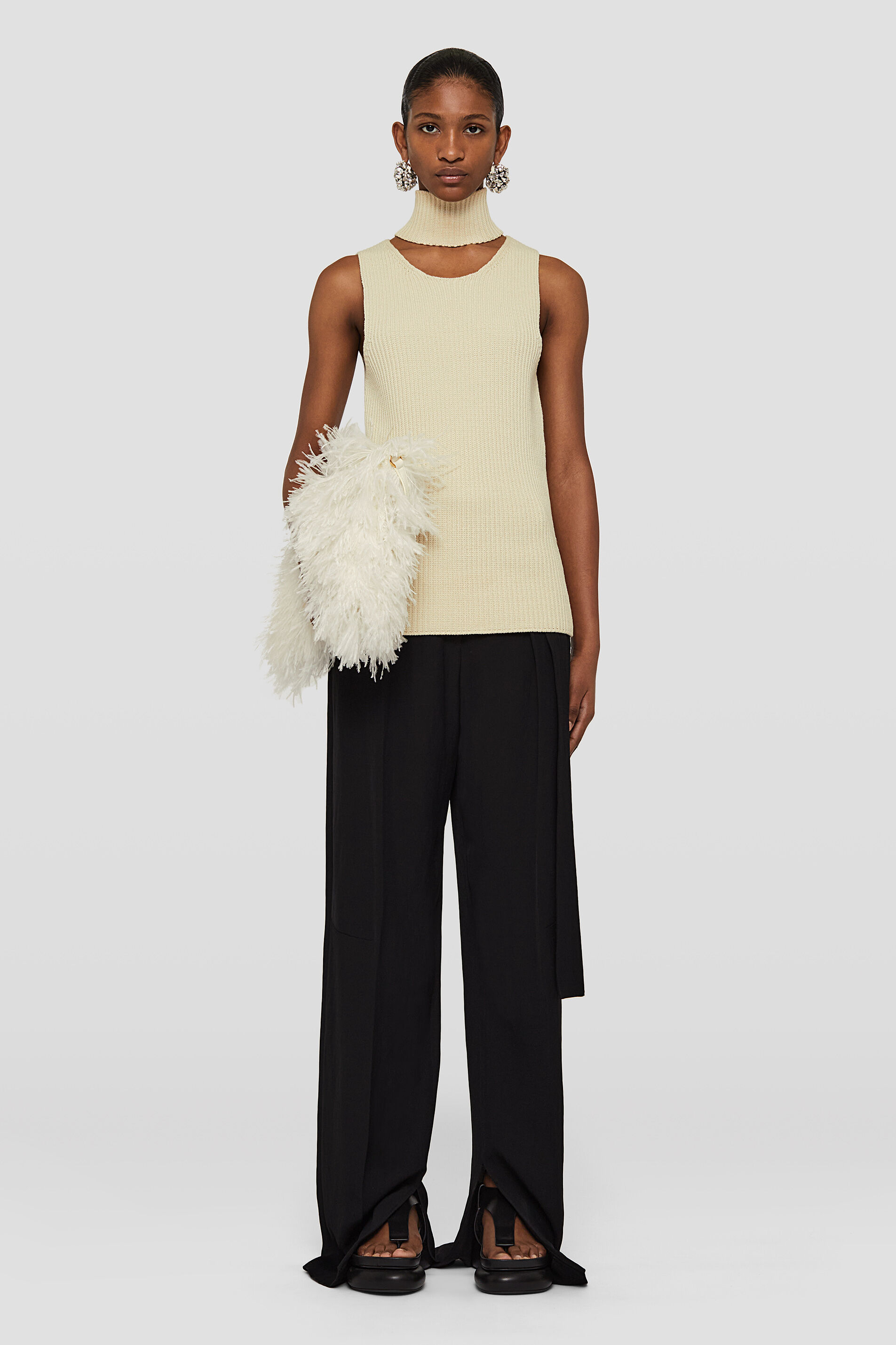 Jil Sander Cut-out Knitted Vest Top In Nude