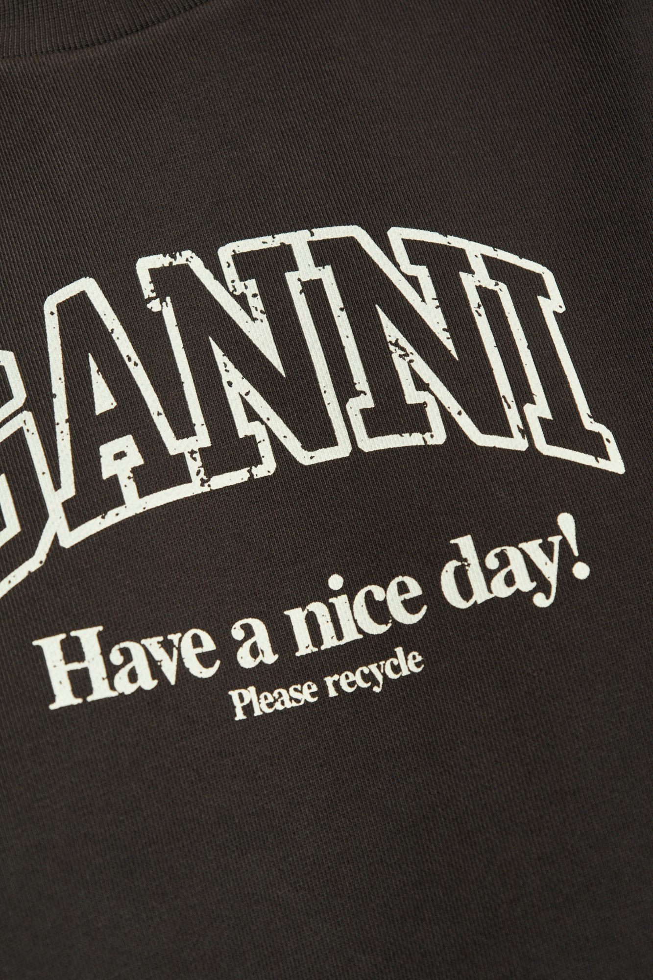 Ganni Logo-print Organic-cotton Sweatshirt In Black