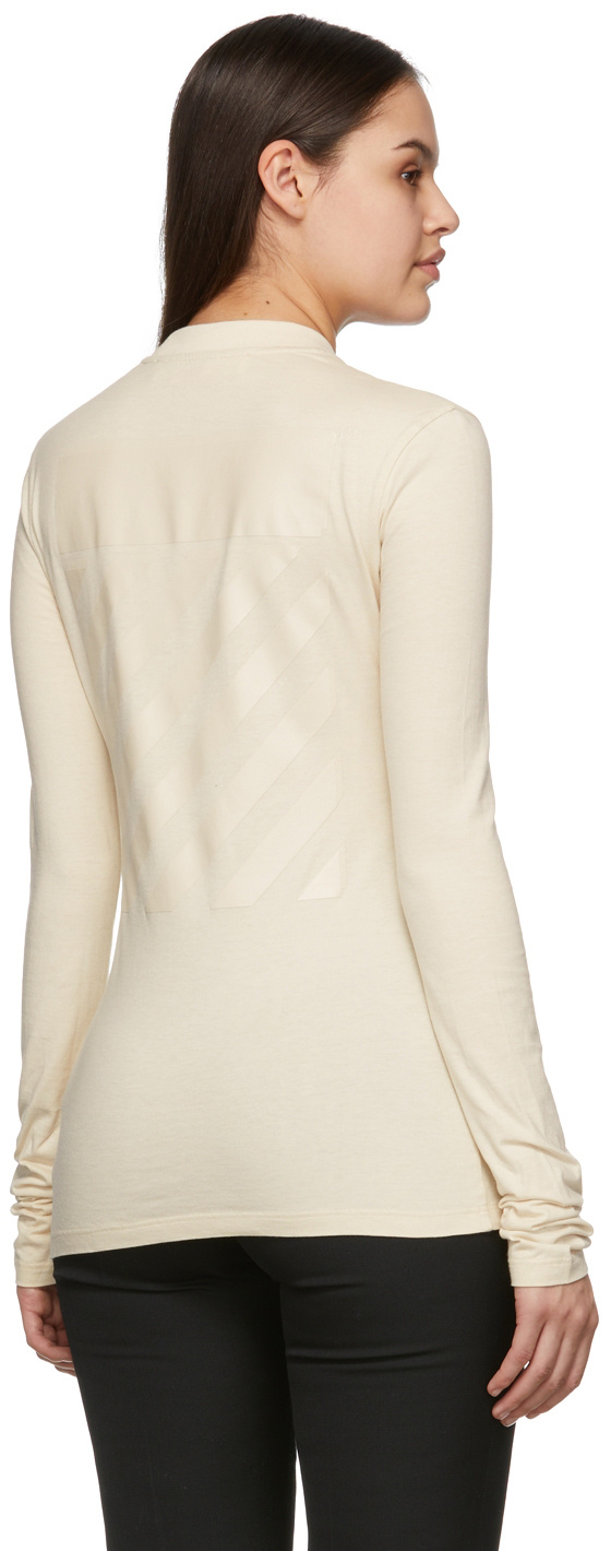 Off-white Diag-print Long-sleeve T-shirt In Nude
