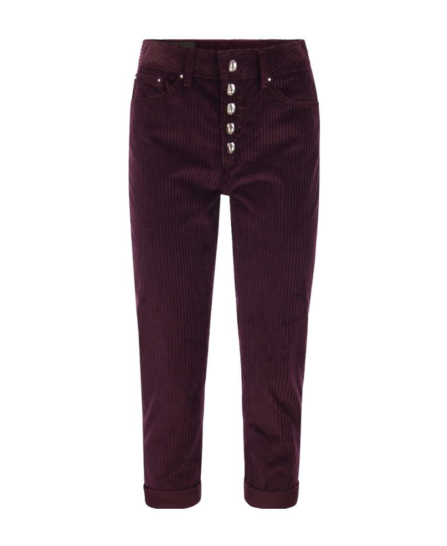 Dondup Koons Loose-fitting Velvet Trousers In Burgundy