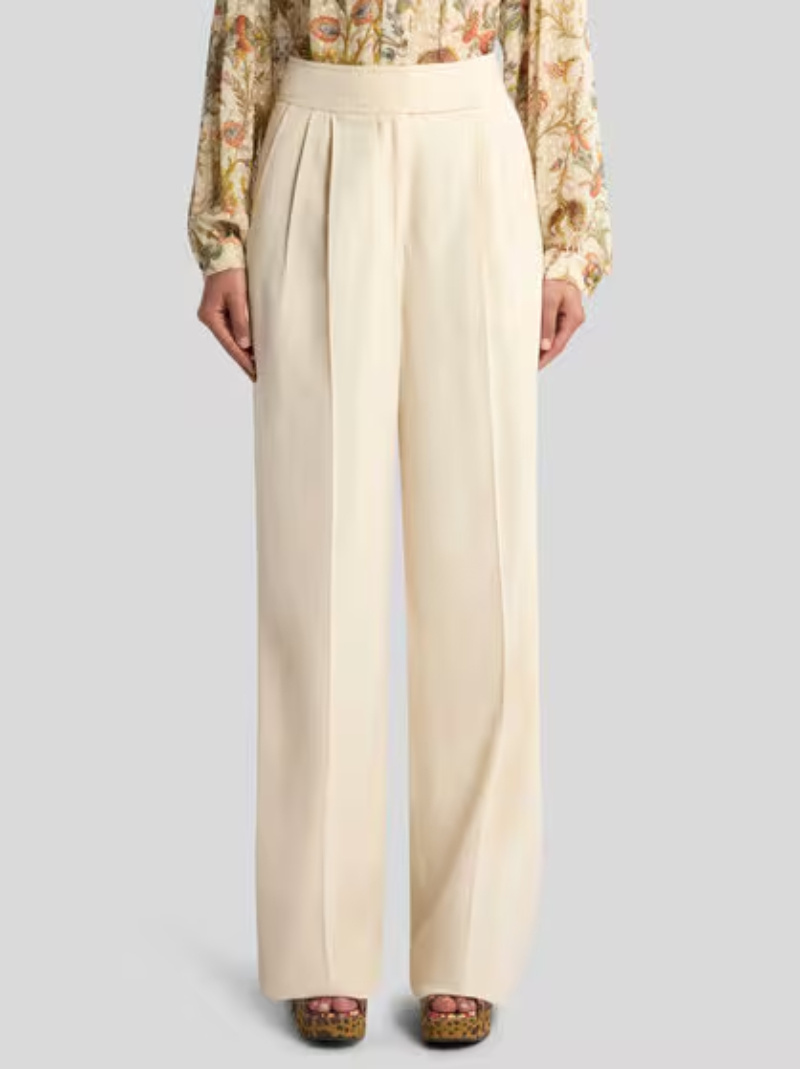 Etro Wide-leg Trousers With Pleats In Neutral