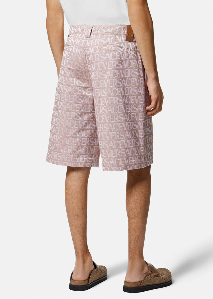Versace Allover-jacquard Bermuda Shorts In Nude