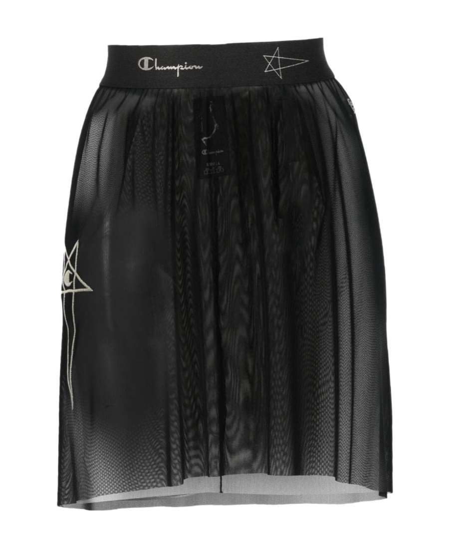 Shop Rick Owens Logo-waistband Sheer Skirt In Black