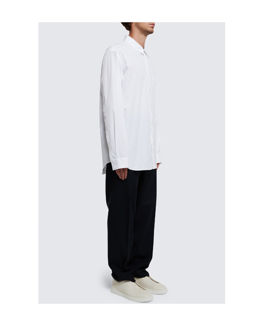 Jil Sander Concealed-front Fastening Poplin Shirt In White
