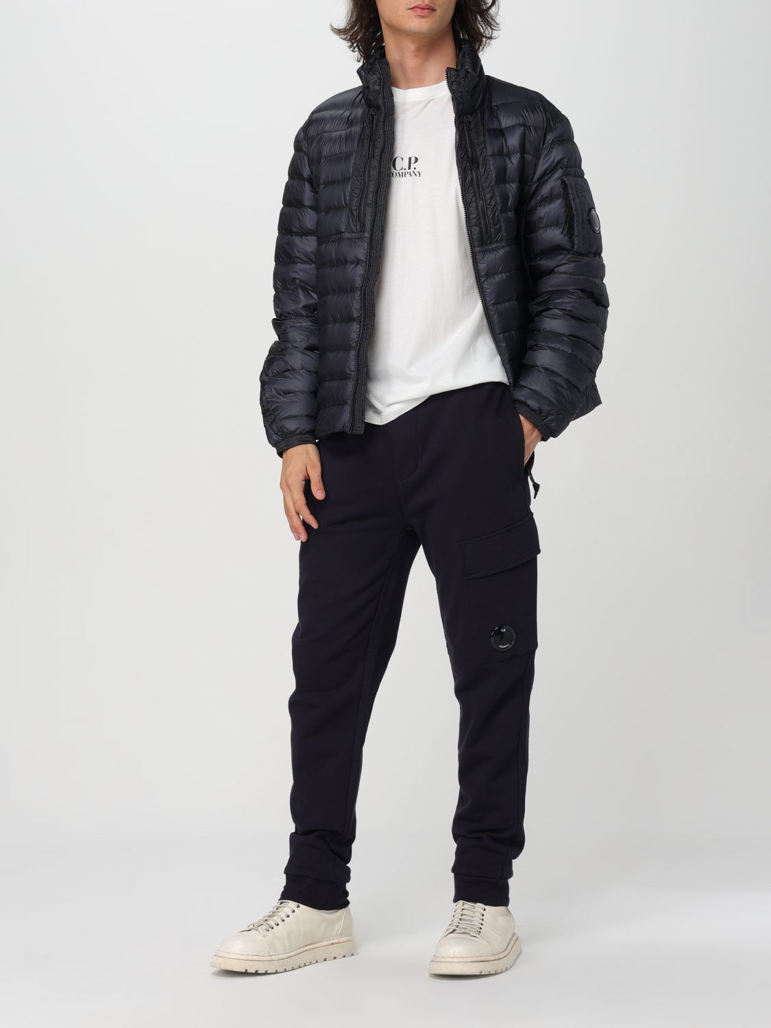 C.p. Company Cargo Pants With Elasticated Waistband And Lens Detail In Black