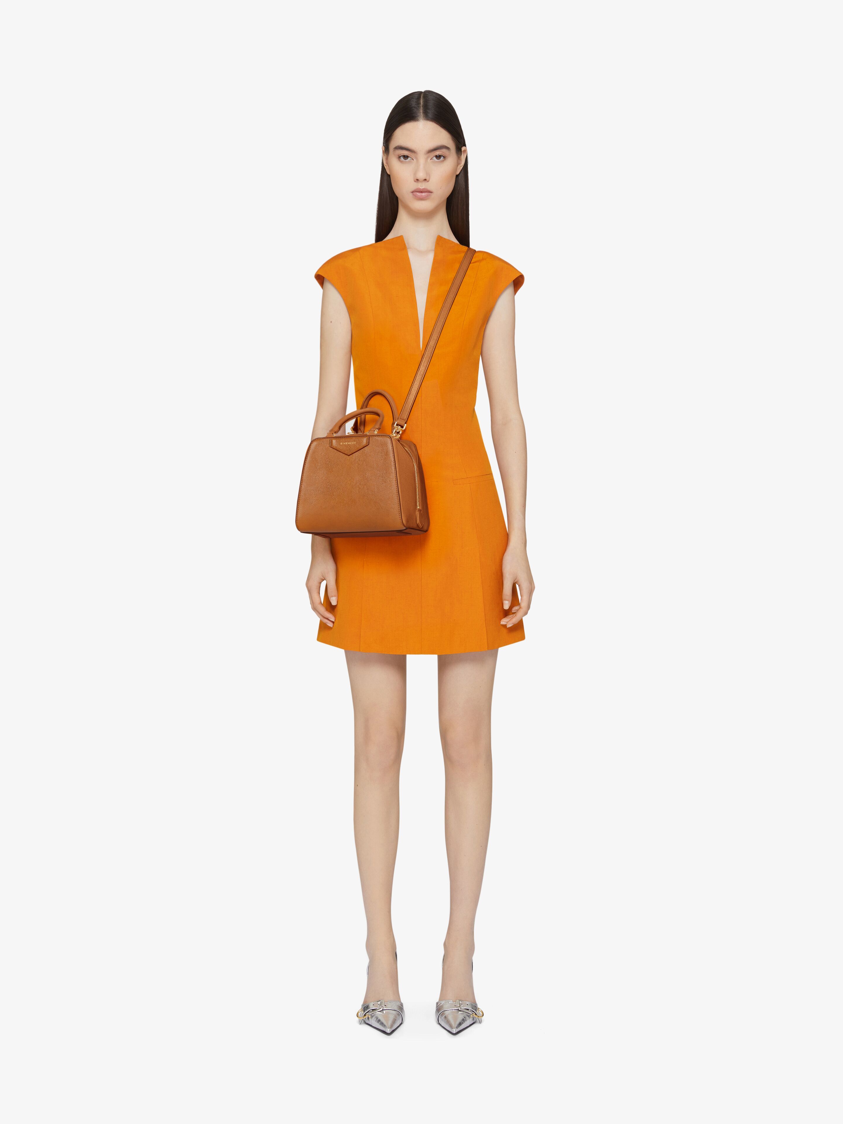 Givenchy Antigona Cube Mini Leather Handbag In Brown