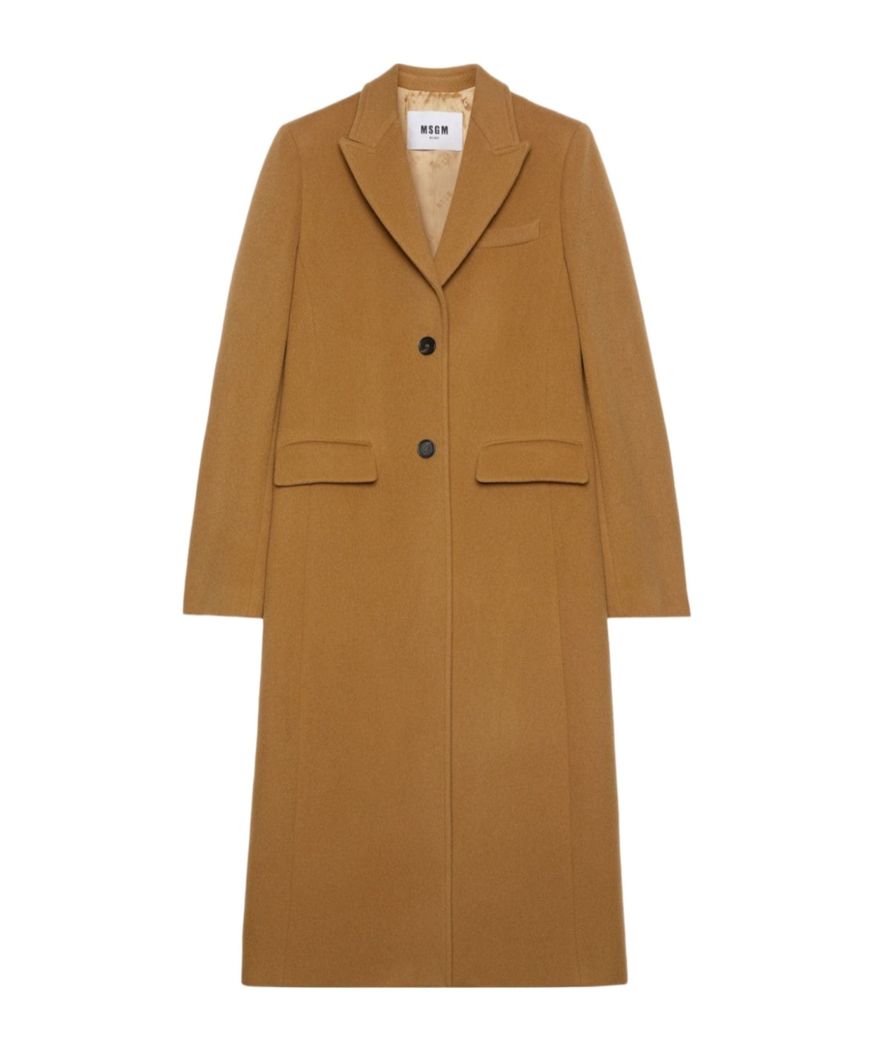 Msgm Flat Lapel Collar Coat In Brown