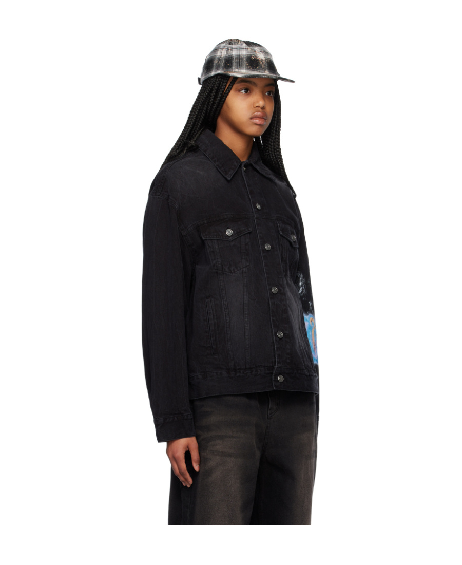 WE11 DONE MONSTER LOGO-PRINT DENIM JACKET
