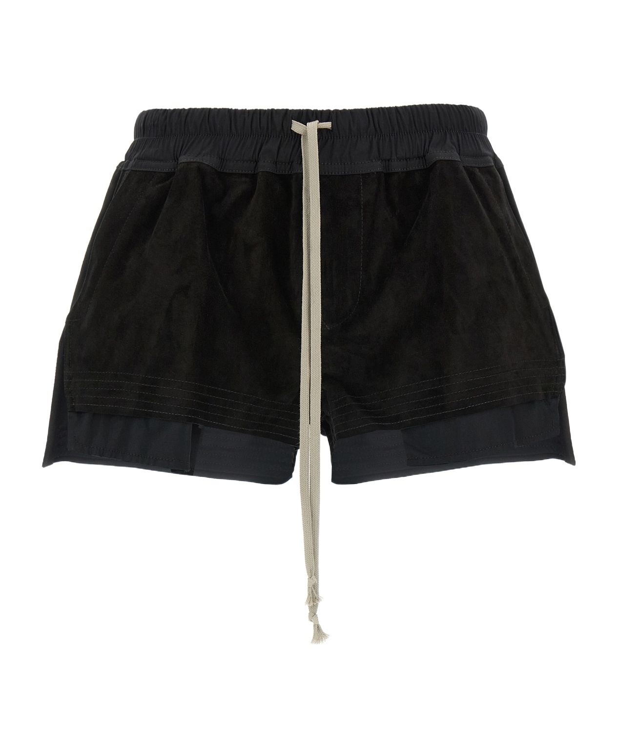 Rick Owens Cloud Layered Elastic Waistband Shorts In Black