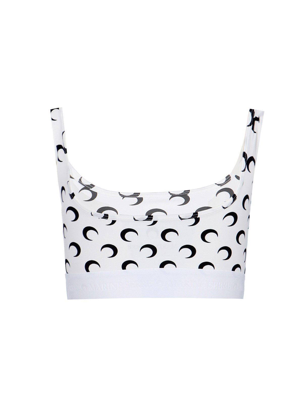 Marine Serre Crescent Moon-print Crop Top In Black