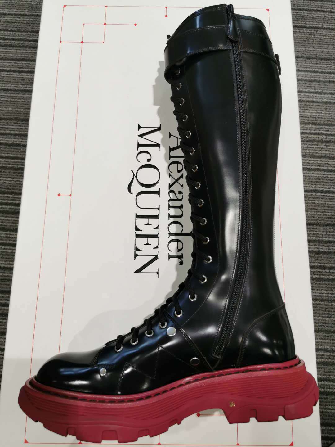 Alexander Mcqueen Leather And Knee Boots In Black