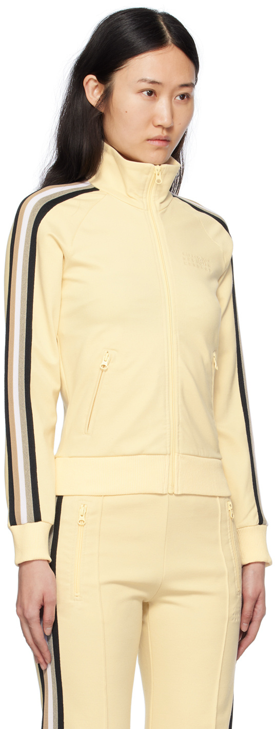 Mm6 Maison Margiela Side-stripe Embroidered-logo Jacket In Nude