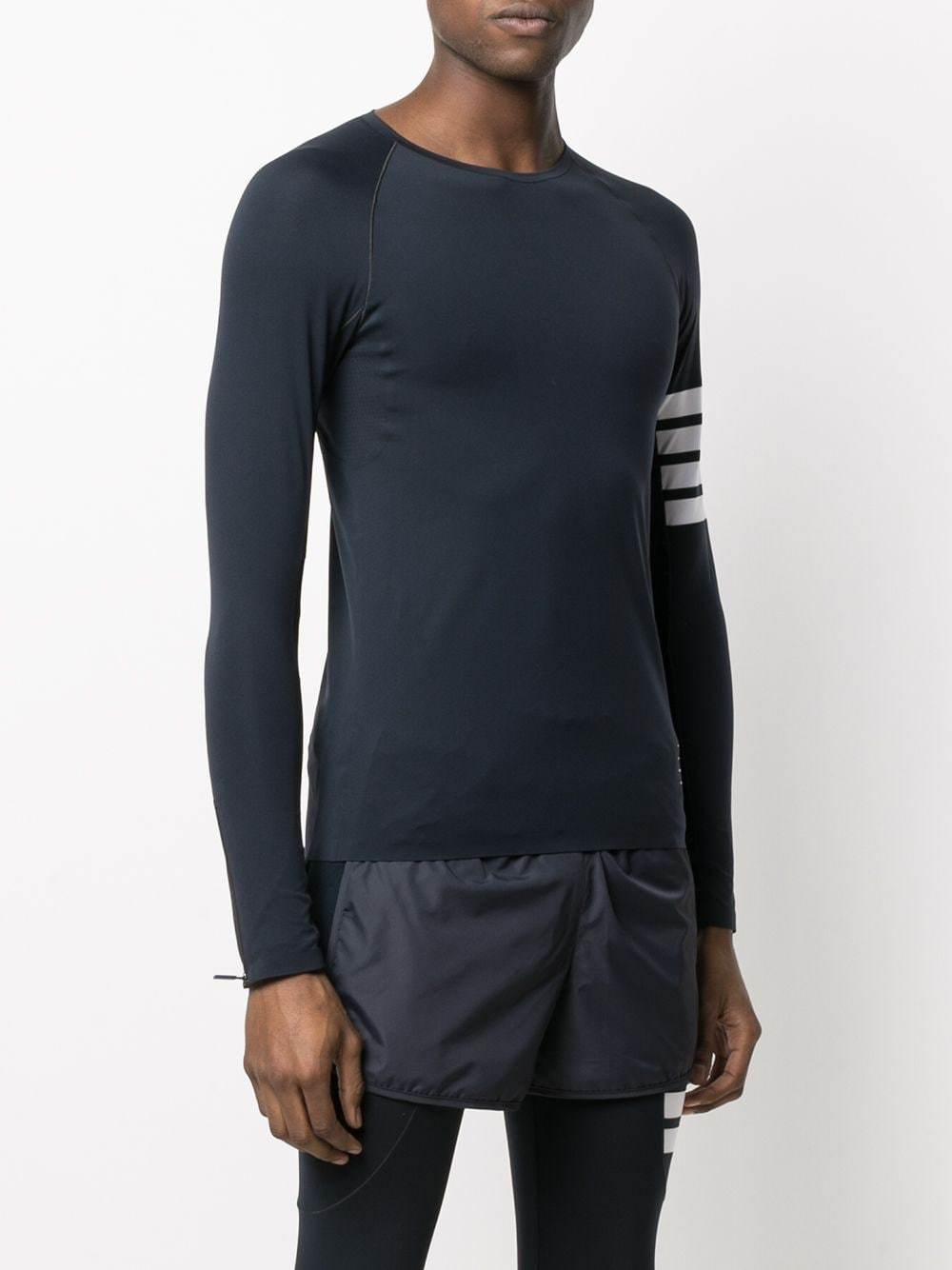 Thom Browne Navy Cotton 4-bar Long Sleeve T-shirt In Black