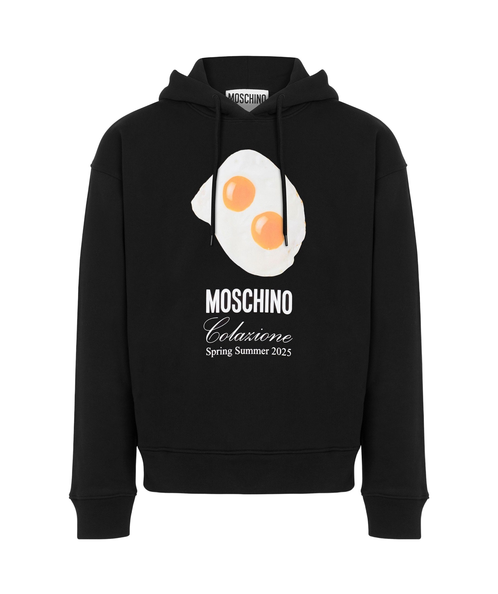 Moschino Graphic Print Breakfast Pocket Hoodie In Black