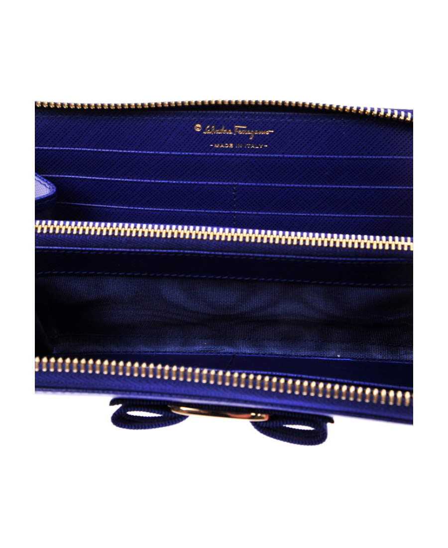 Ferragamo Bow Details Logo Wallet In Blue