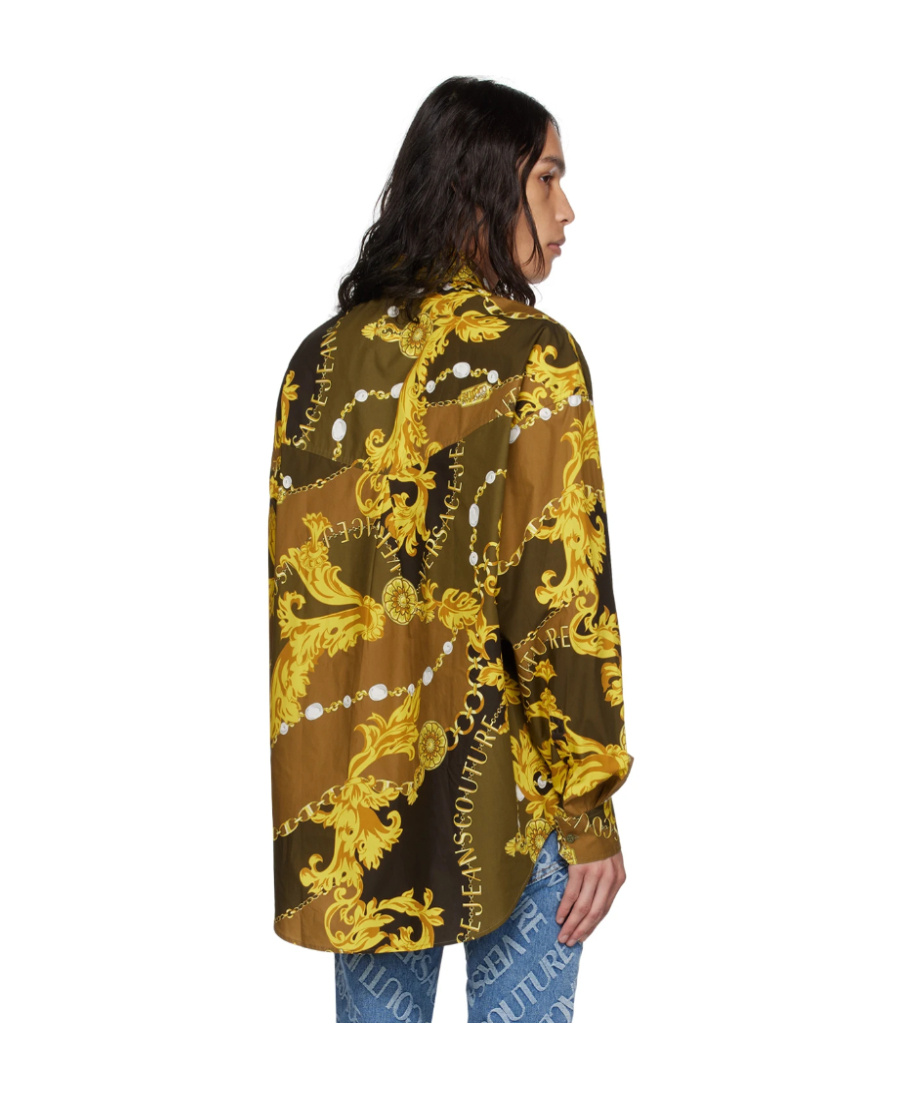Shop Versace Jeans Chain Couture Long-sleeved Shirt In Brown